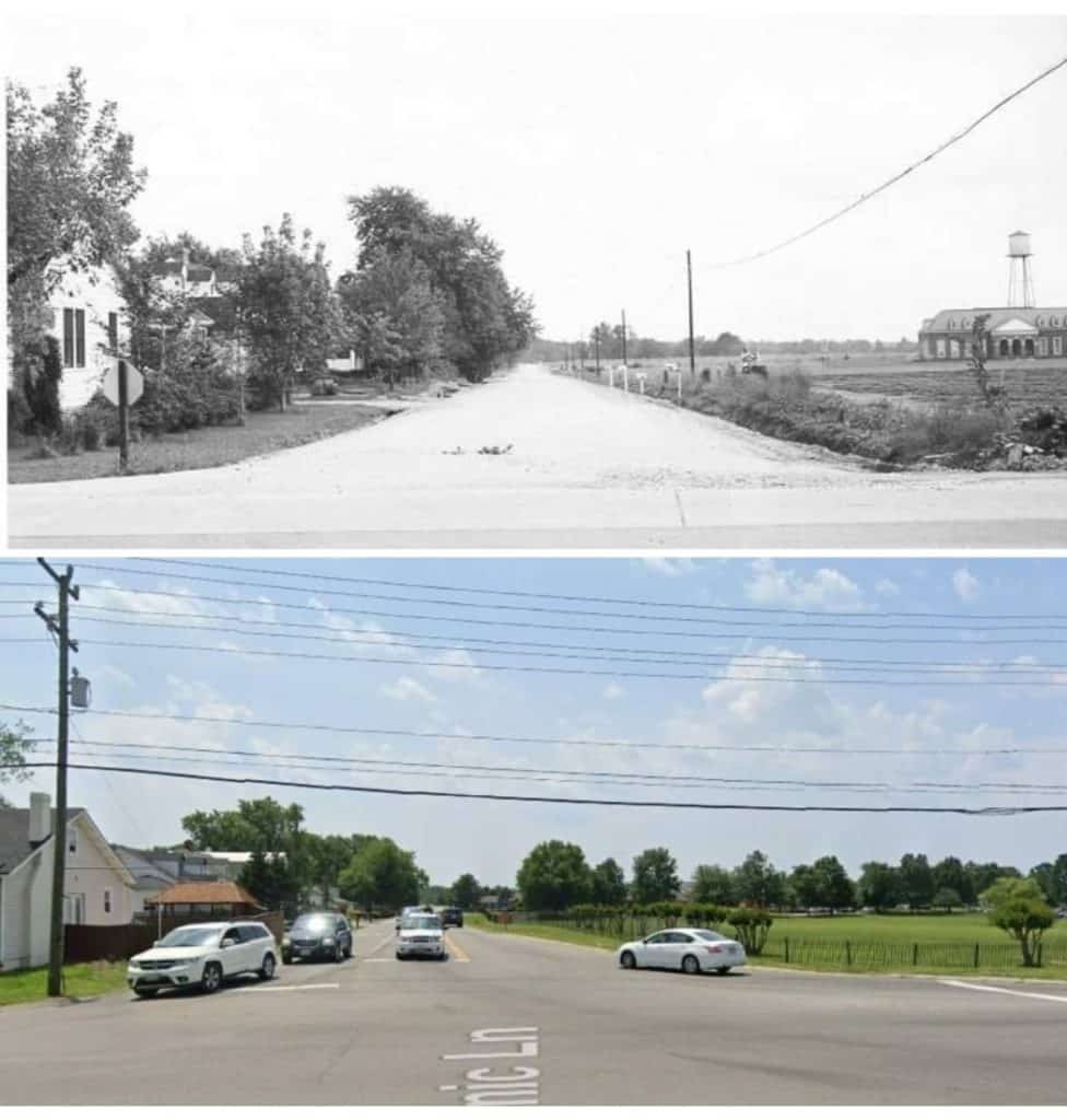 then and now old photo intersection 1955 view
