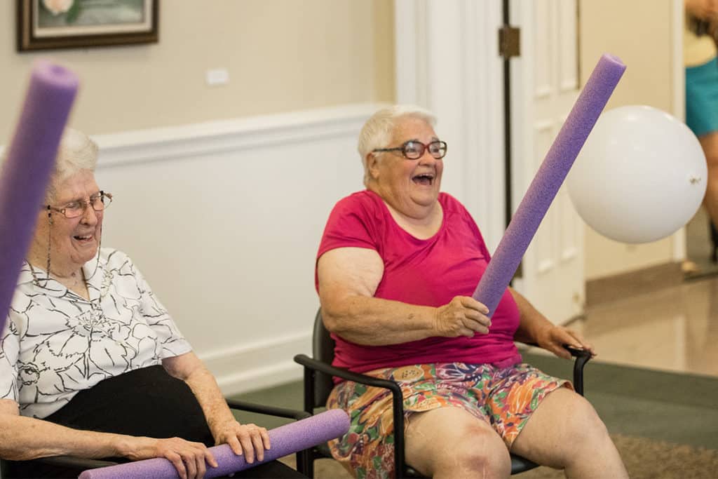 Masonic Home for seniors fun with balloons